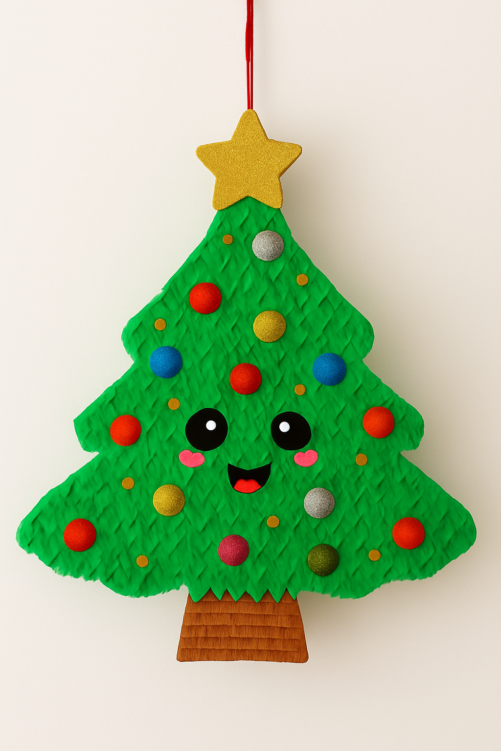Cute Festive Face Piñata - Christmas Tree Edition
