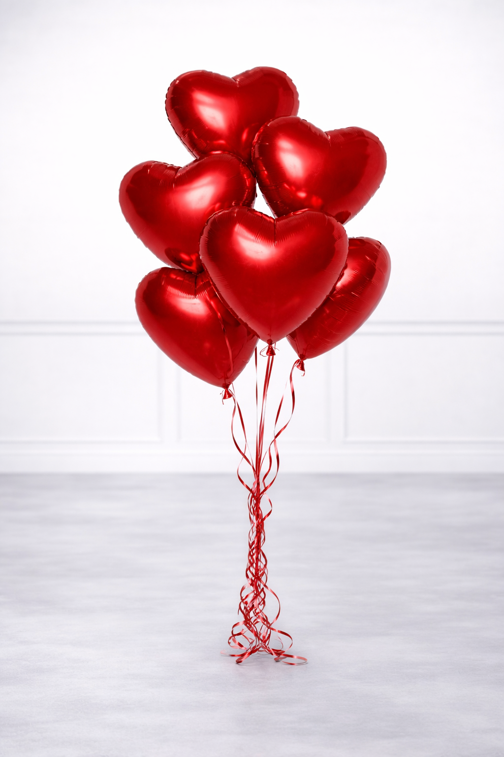 Red Heart Foil Balloon Bunch (Six Heart-shaped)