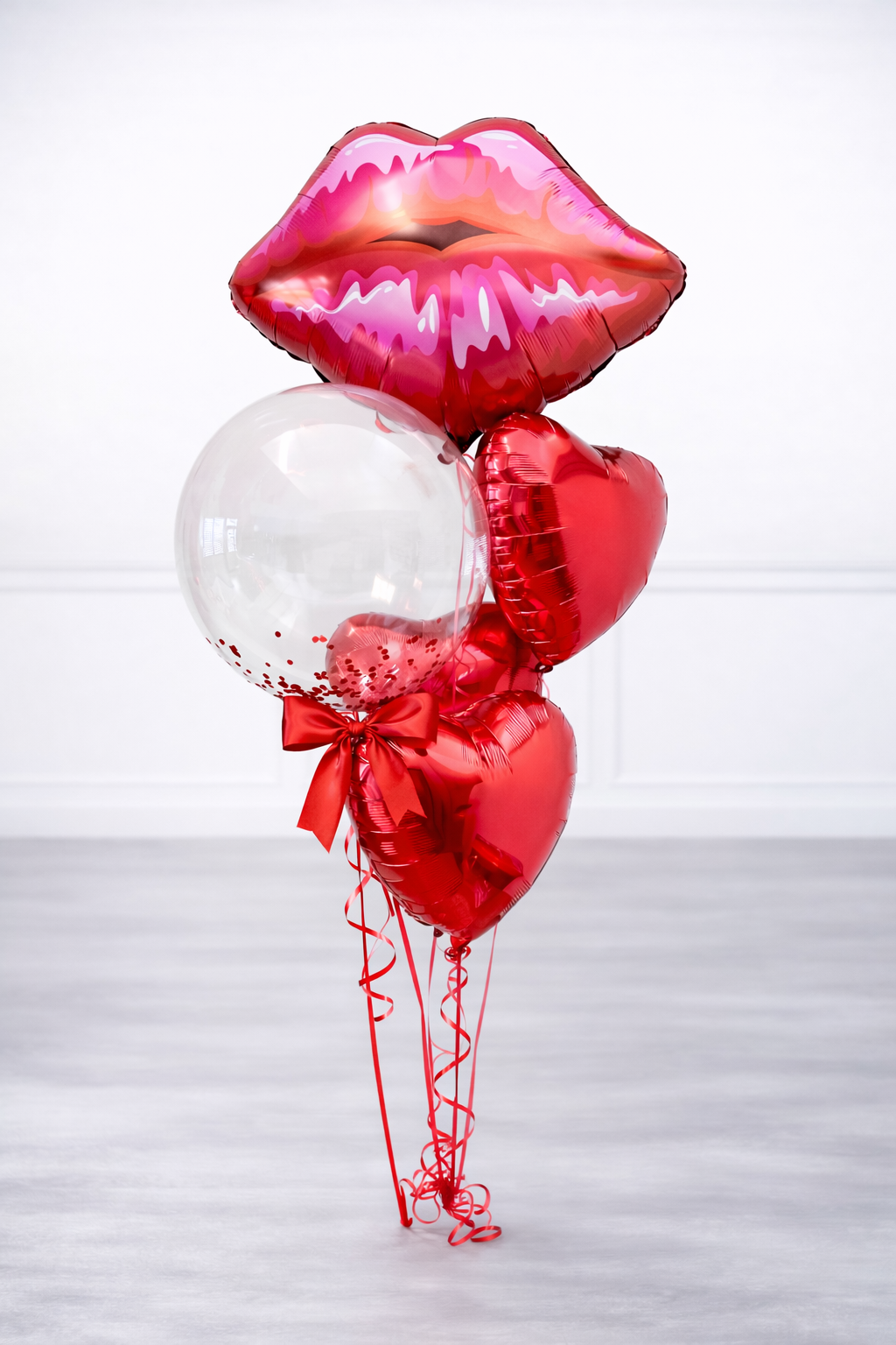 Valentine's Bubble Balloon Bouquet (Red & Hearts)