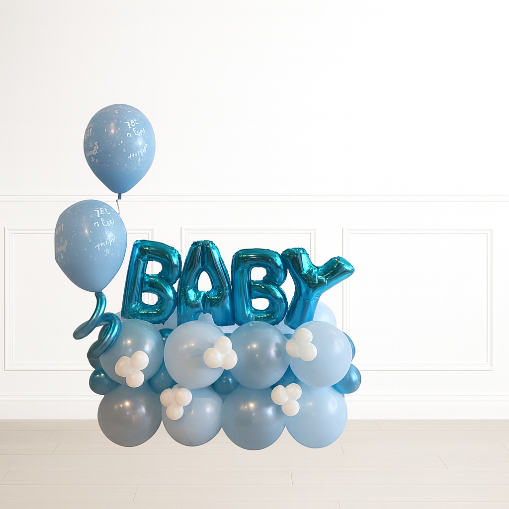 Blue "BABY" Letter Balloon Box Arrangement
