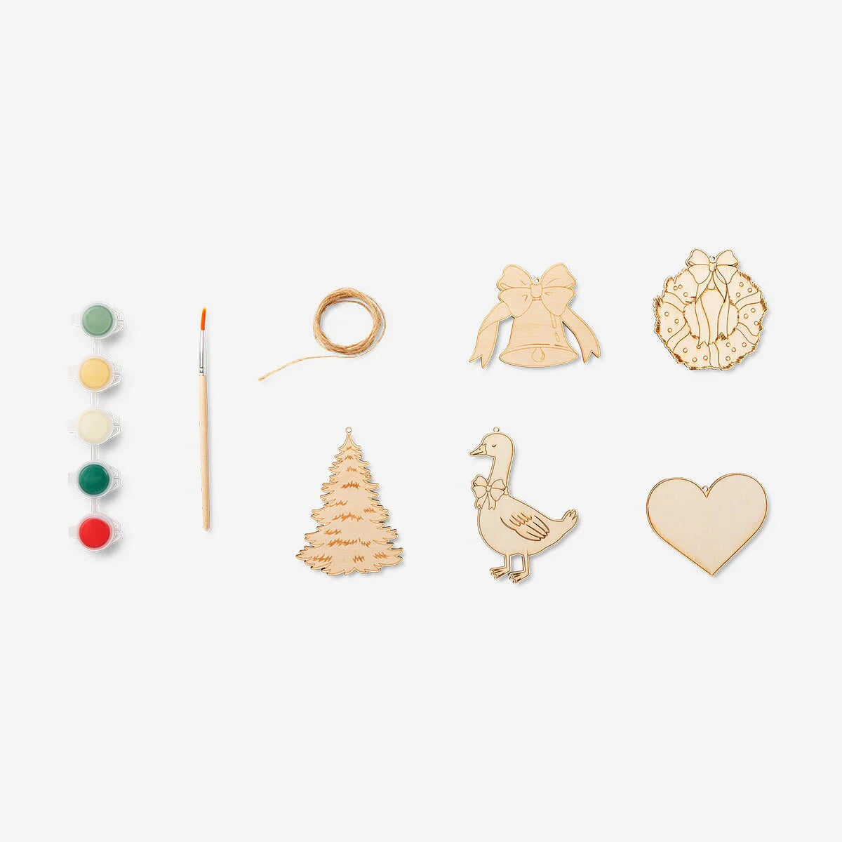 DIY wooden Christmas ornaments - 5 pcs