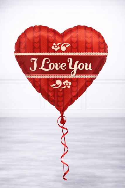 I Love You Red Stripes Heart Balloon