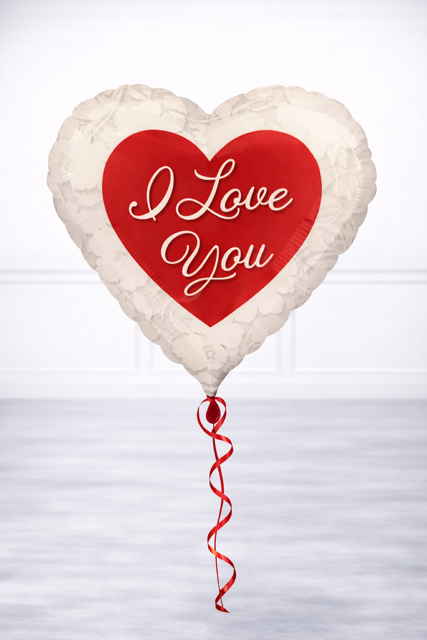 I Love You Red & White Heart Balloon