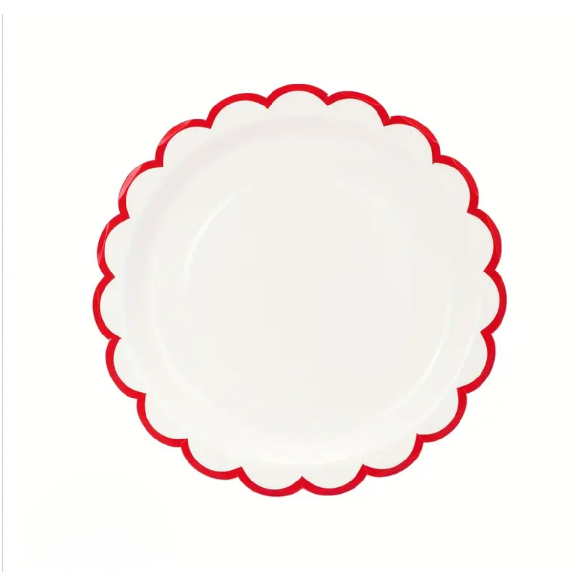 Festive Red & White Scalloped Holiday Plates (Set of 10)