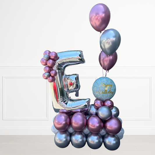 Metallic Purple & Silver Alphabet Balloon Bouquet