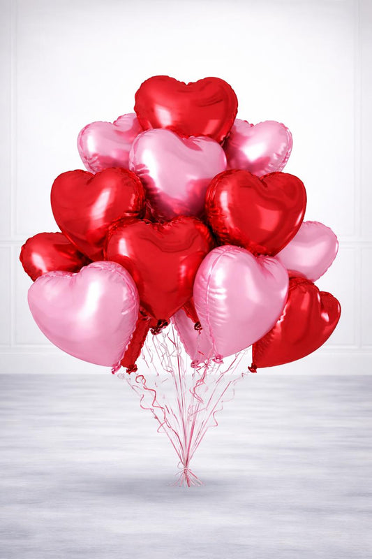 Pink & Red Heart Balloon Bunch