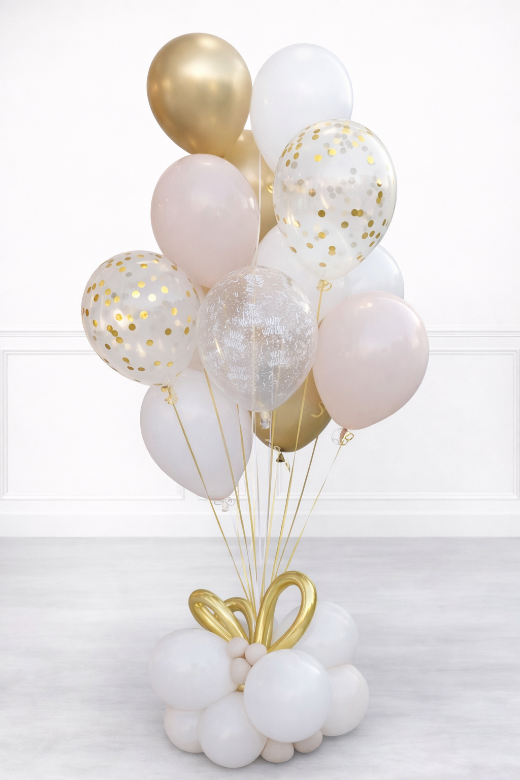 Deluxe Helium Bunch - Confetti Balloons & stand included
