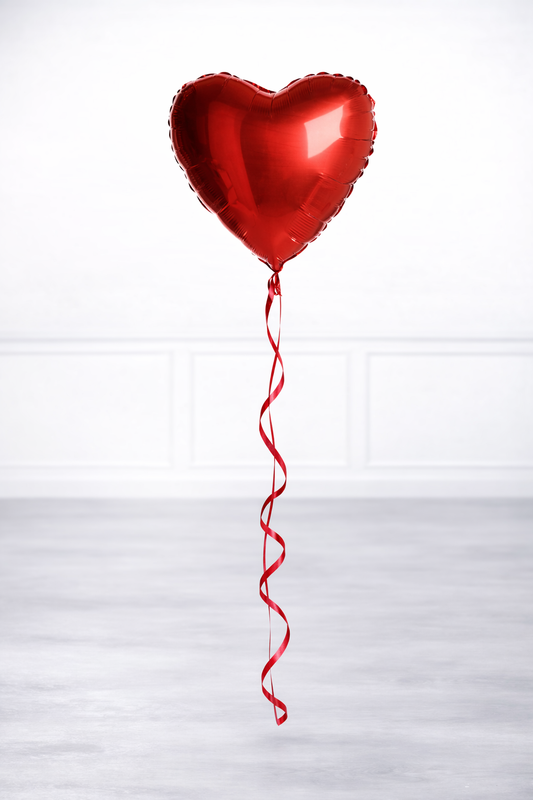 Red Heart Foil Helium Balloon