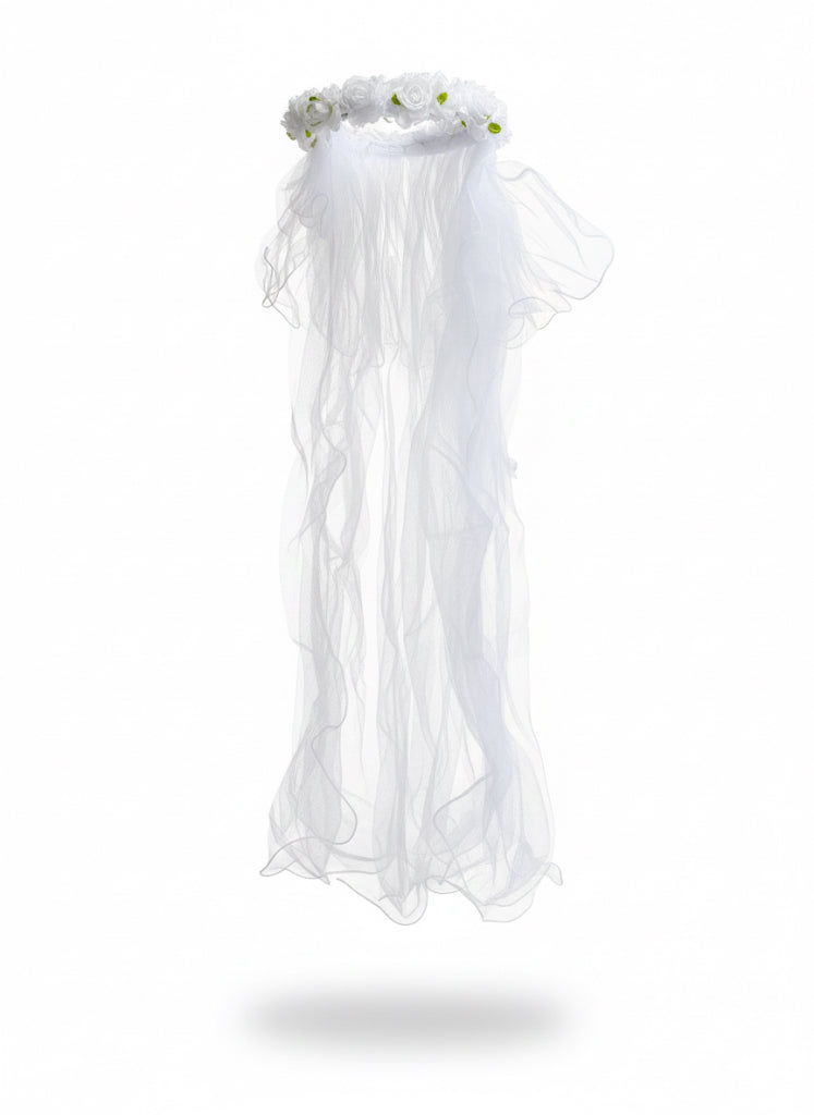 Bride Long Veil With Flowers