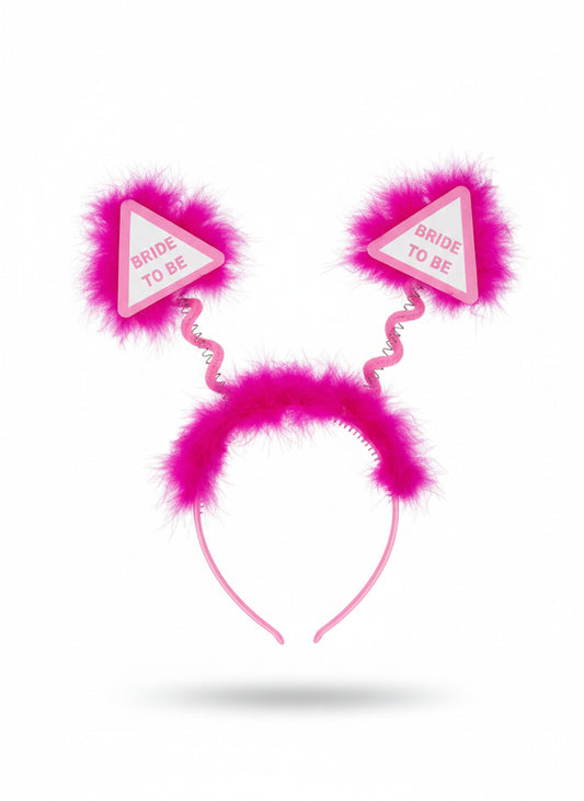 Bride To Be Headband With Fur - Pink