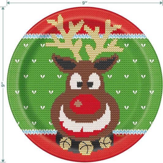 Ugly Sweater Party Christmas Holiday 9" Paper Plates (Set of 8)