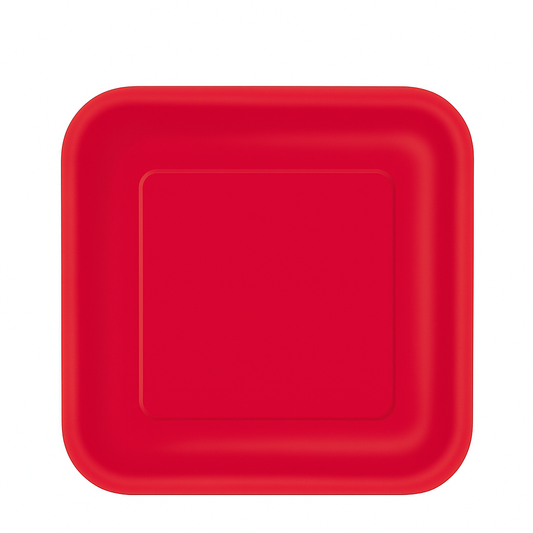 Ruby Red Square Plates (Set of 16) - 17.4cm