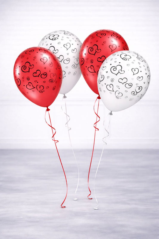 Valentine’s Helium Balloons – Hearts Swirl (Set of 4)