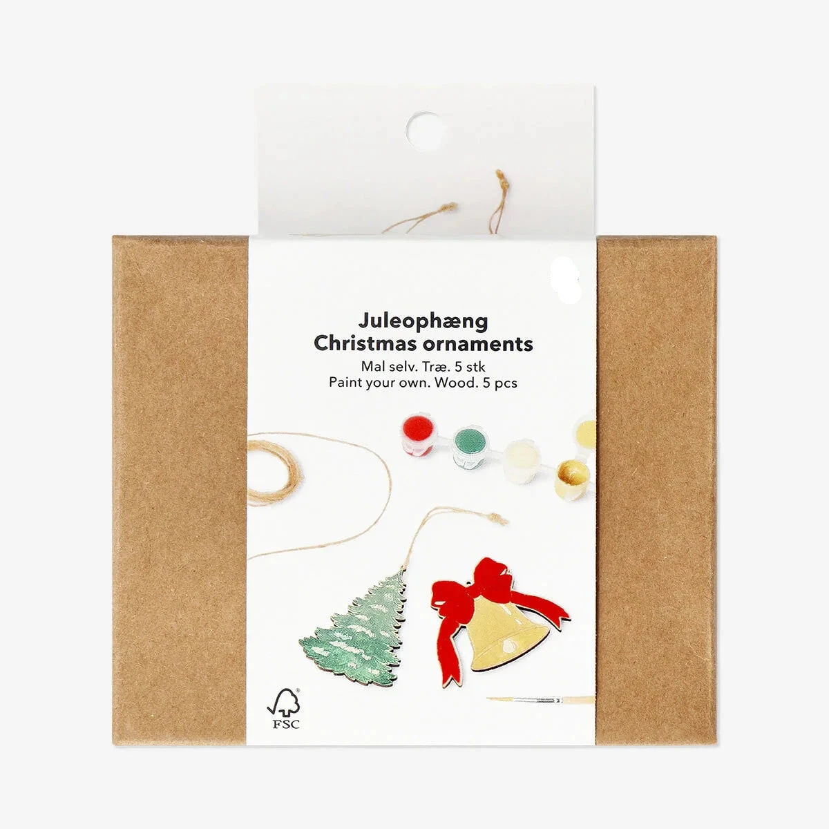 DIY wooden Christmas ornaments - 5 pcs