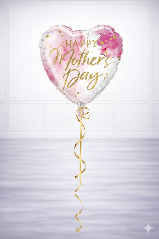 Happy Mother's Day Heart Shaped - Pastel Pink & White